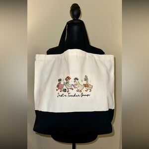 Just a Teacher Goose Canvas Tote Bag - Black and White